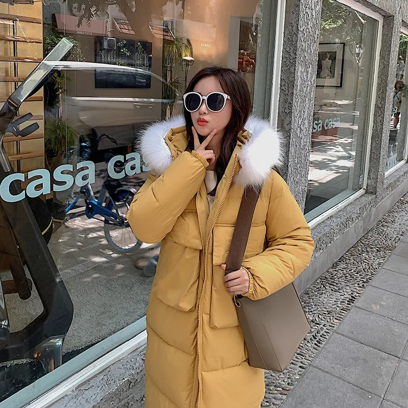 

2019 New Style Plus-sized Woman Cotton Dress Slim Fit Slimming Europe And America Highlord Medium-length Thick Cotton Coat Woman