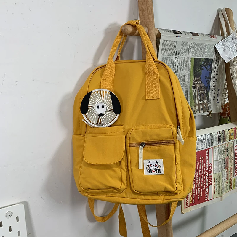 Ulzzang Harajuku японский милый стиль преппи, Одноцветный рюкзак женский корейский ins модный простой на молнии Повседневный женский рюкзак - Цвет: orange