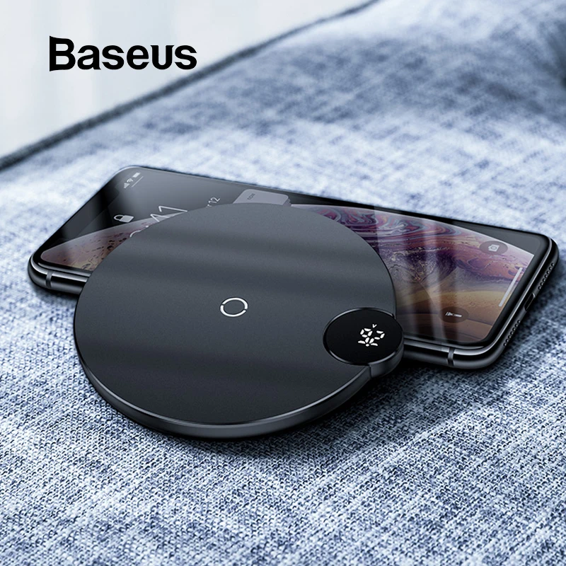 Vente Chargeur sans fil d affichage numérique Baseus LED pour iPhone X XR XS Max 8 Qi chargeur rapide sans fil pour Samsung Galaxy S10 Huawei P30