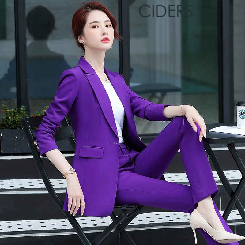 Purple Two Piece Women Suit, Wide Leg Pants, Women Pantsuit Set, Blazer  Trousers Suit Set, Women Suit -  Canada
