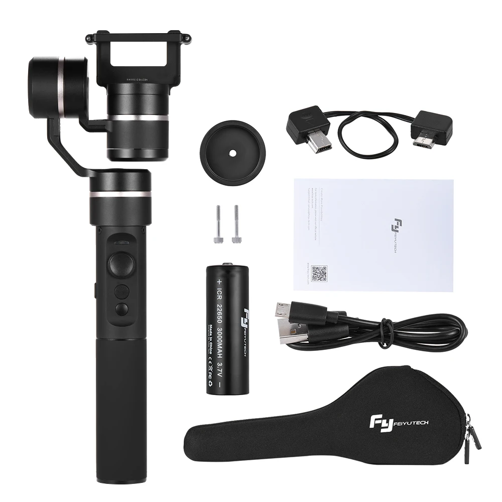 Feiyu G5 3-осевой портативный монопод с шарнирным замком для GoPro HERO5 HERO4 HERO3 экшн Камера стабилизатор для камеры Yi 4K для AEE для SONY RXO