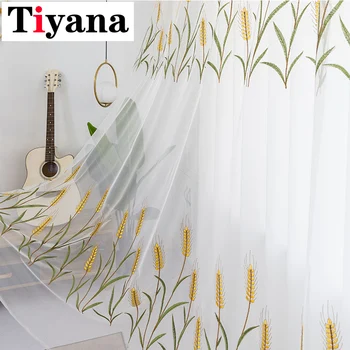 

Tiyana Modern Embroidery White Tulle Curtains For Bedroom Living Room Readymade Plant Flowers Curtains Customize H016-4