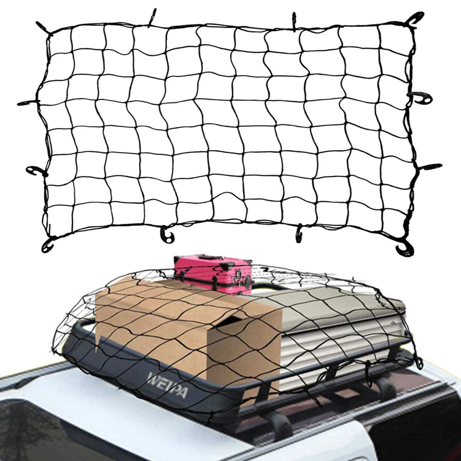120x90cm Car Trunk Rooftop Net For Suv Offroad Rvs Latex Elastic Cargo