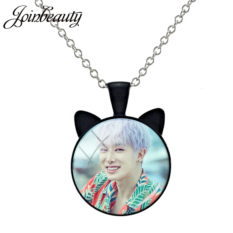 JOINBEAUTY, модное винтажное ожерелье Kpop Monsta X с кошачьими ушками, кулоны из стекла, ожерелье для мужчин и женщин, аксессуары MN07