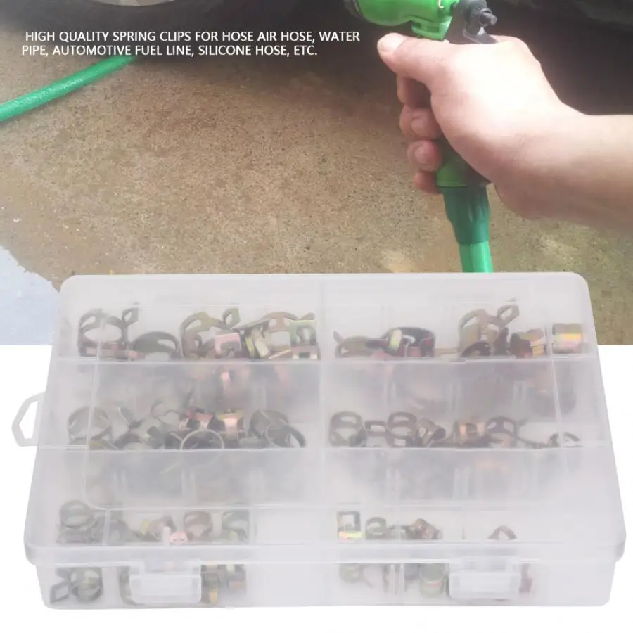 72Pcs Spring Clips Hose Clamp Water Pipe Air Tube Clamp Fastener Assortment Kit hose clips