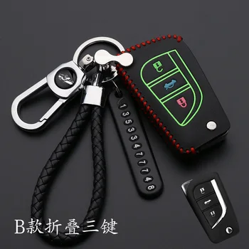 

3 Button Luminous leather Car Key Fob Shell Cover Case For Toyota Auris Corolla Avensis Verso Yaris Aygo Scion TC IM 2015 2016