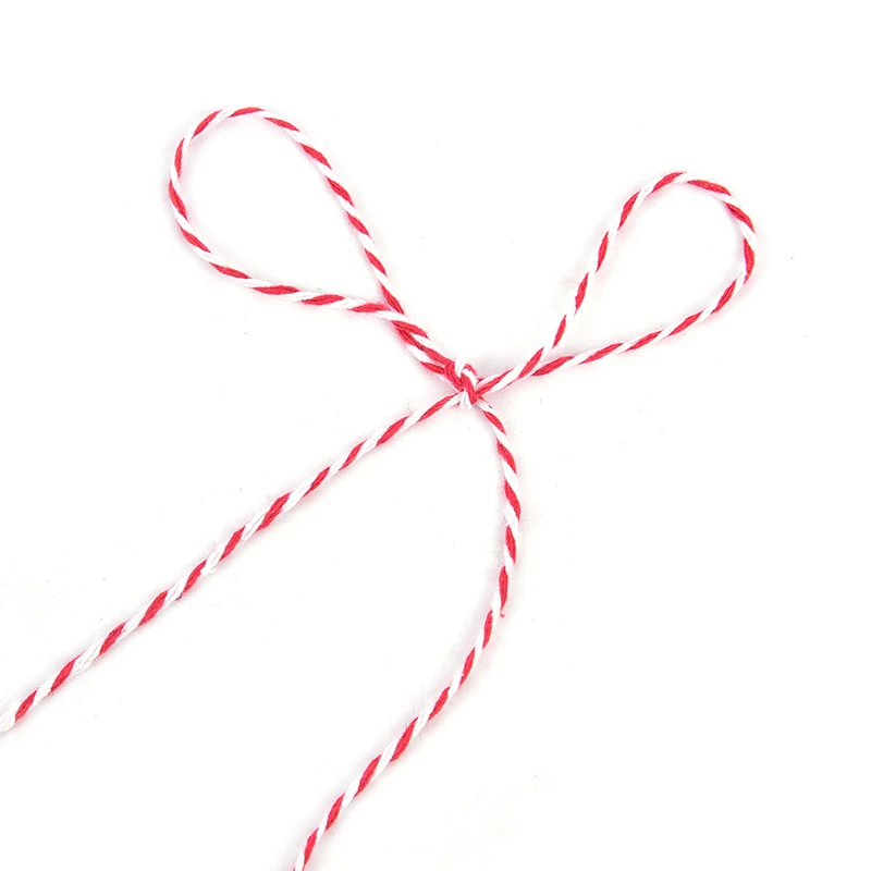 100m/Roll (Red+White) Cotton Bakers Twine String Cord Cotton Rope Cord Bottle Gift Box Decor Craft Diameter 2mm
