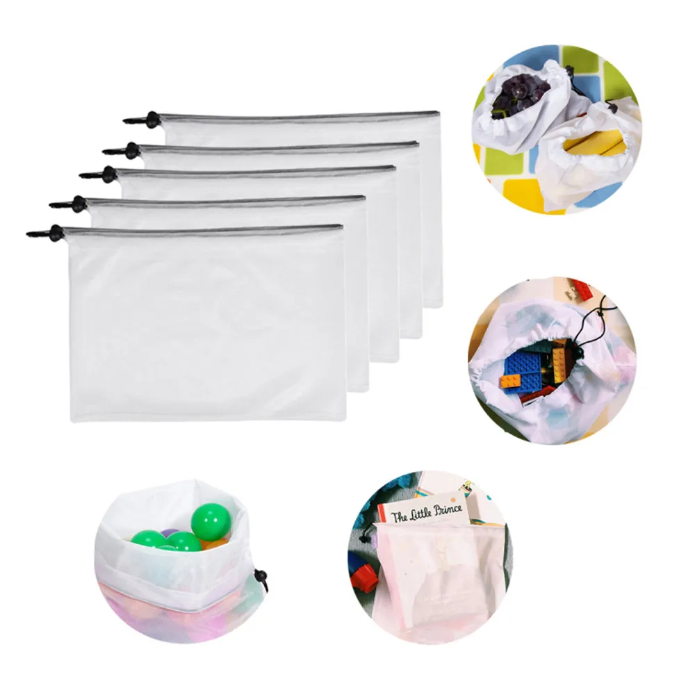 5 шт. многоразовые мешки продукции моющиеся мешки для покупок для овощей, фруктов, игрушек для хранения Лидер продаж высокое качество новых вариантах дизайна современный