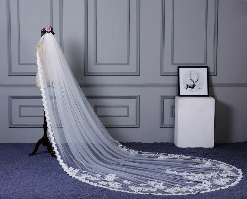 bride wedding veil bride big veil photography long trailing 3 meters wide 4 meters long crescent sequins