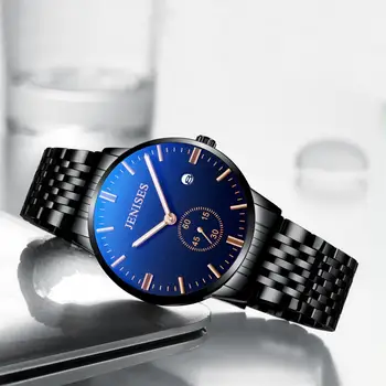 

JENISES New Men's Watch Fashion Trend Leather Waterproof Quartz Watch Explosion Luminous Simple Calendar Accessories Watch