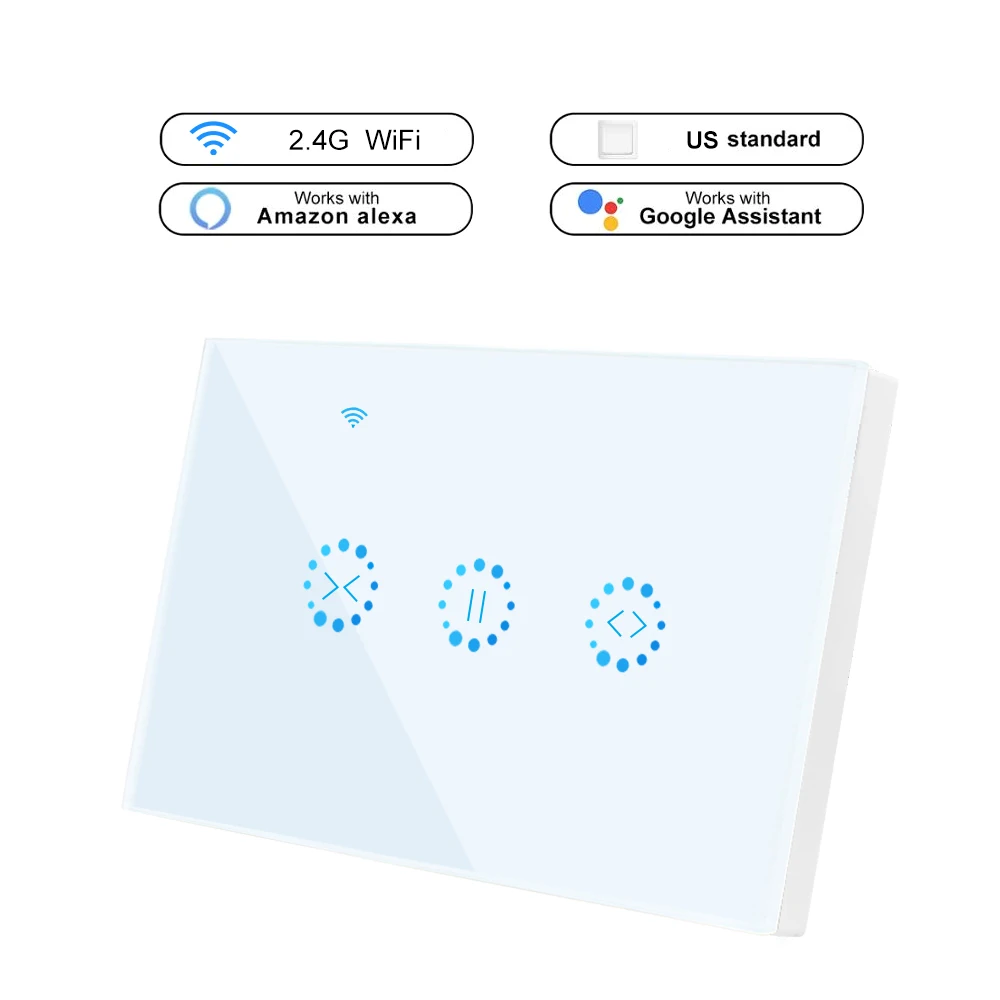 Ewelink, WiFi, смарт-шторка, мотор, электрические жалюзи, WiFi переключатель, сенсорное приложение, голосовое управление от Alexa Echo Google Home, 110 В, 220 В, ЕС/США - Цвет: White US Standard