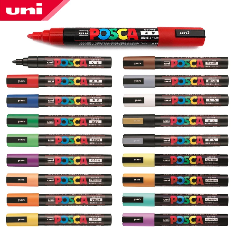 Uni Posca PC 5M цветные маркеры для рисования школьные и офисные принадлежности