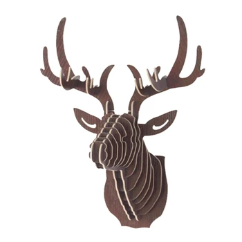 

3D Wooden DIY Animal Deer Head Art Model Home Office Wall Hanging Decoration Storage Holders Racks Gift showpiece Decor