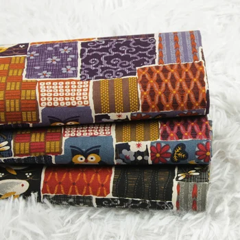 

half yard thicken cotton fabric with retro little rabbit dragonfly print handmade DIY bag sewing tissue 100% cotton CR-616