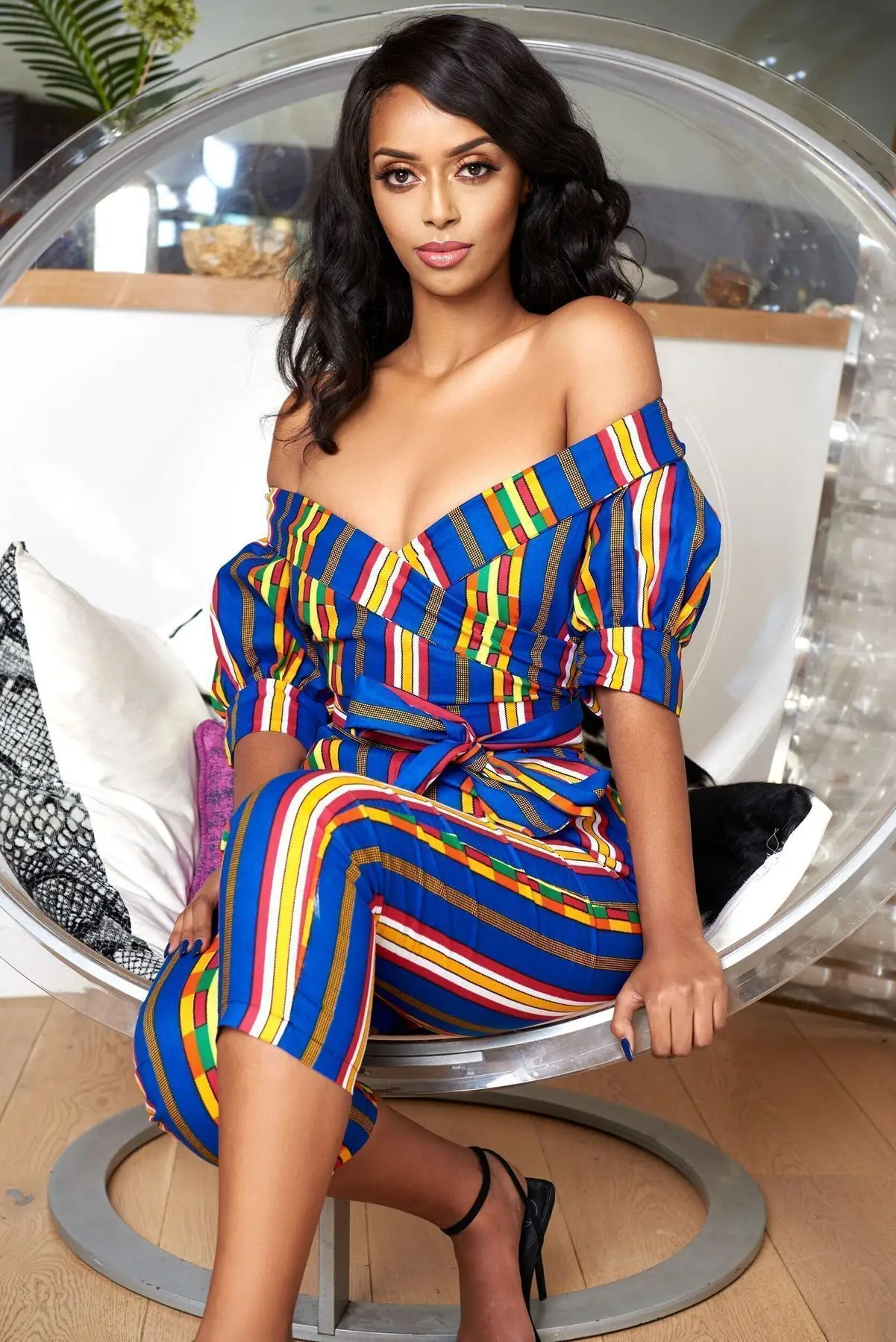 african fashion style New Summer African Printing Jumpsuit For Women Fashion Lantern Sleeves Off Shoulder Ankara Style Trousers Casual Lady Jumpsuit african outfits