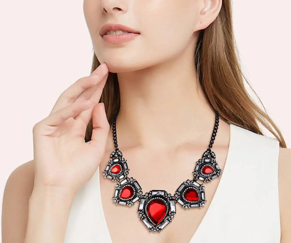 Ceny Tuliper подвеска Retro komunikat naszyjnik Choker kryształowy naszyjnik dla kobiet Party biżuteria Collier цепочка кулон prezent na boże narodzenie