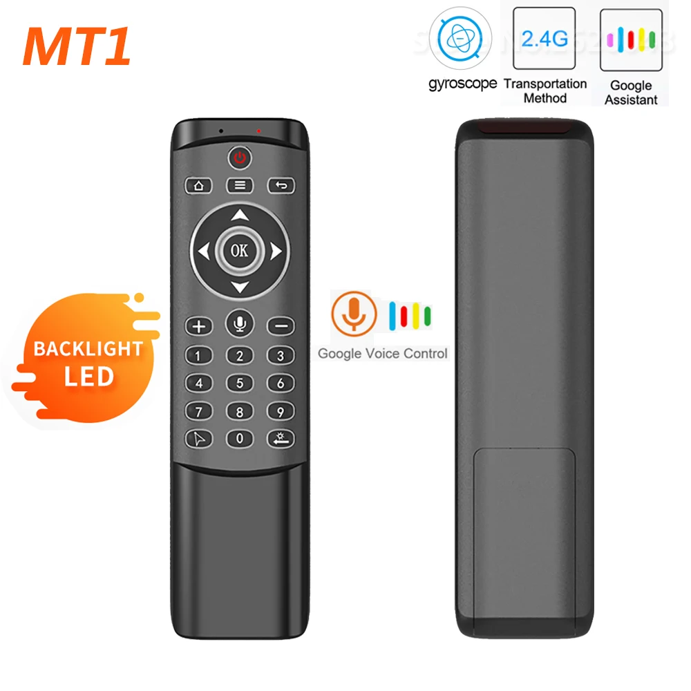 MT1 с подсветкой гироскопа беспроводная Fly Air mouse 2,4G умный голосовой пульт дистанционного управления для X96 mini H96 MAX X2 pro Android tv Box vs G20 G30 - Цвет: MT1 backlit gyro