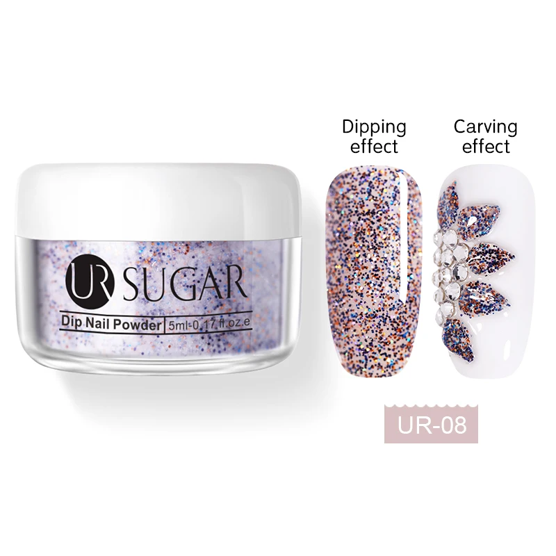 8 UR SUGAR Dipping резьба расширение 3 в 1 блеск порошки для ногтей акриловый пигмент ногтей Блеск Dip DIY порошок не нужна лампа - Цвет: 8
