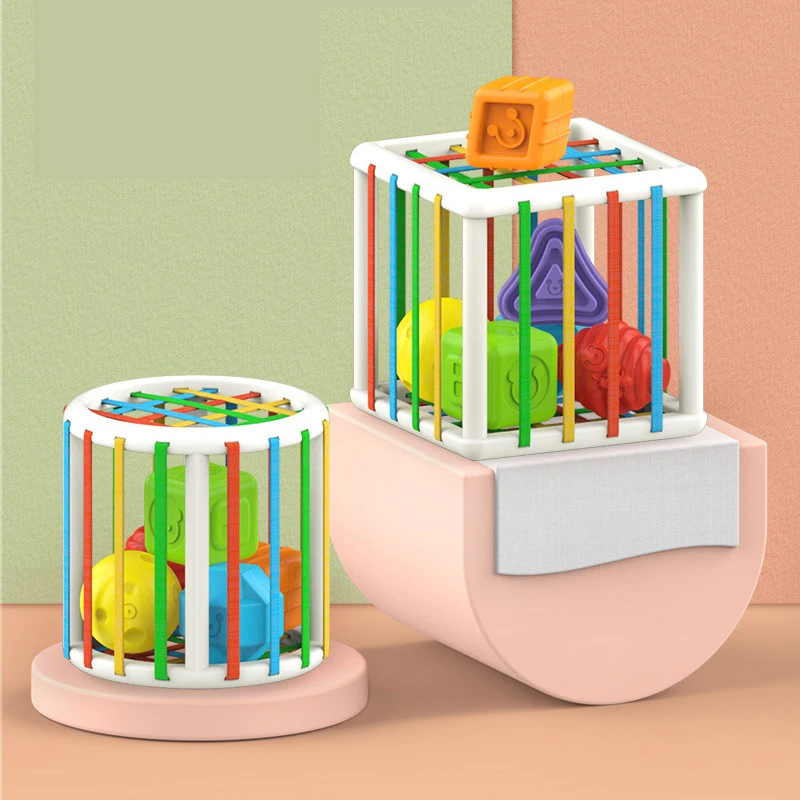 Baby Shape Sorting Toy motor skill tactile touch toy 10 months to 3 years InnyBin soft cube