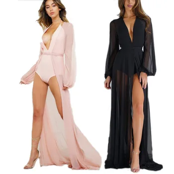 

V-TREE Summer Dress Sexy Mesh Cardigan Beach Sunscreen Coverall Voile Women See Through Gauze Mesh Sundress 2020 New Hotsale