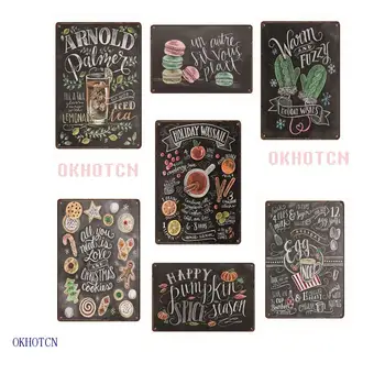 

Coffee Juice Drinks Christmas Vintage Metal Tin Plaques Kitchen Restaurant Bar Pub Decor Wall Sign Retro Style Tin Poster