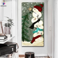 DIY цветные картины по номерам с цветами снеговик украшения рождественской елки картина для рисования по номерам Обрамленный дом