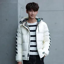 Осень и зима стиль Толстый белый утиный пух куртка Молодежная мужская короткая с капюшоном мужская одежда теплое пальто