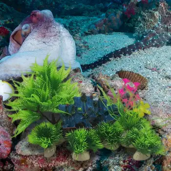 

Simulation Fake Underwater Plants Artificial Water Grass Blue Sailboat Set Plants Plastic Fish Tank Landscape Ornament