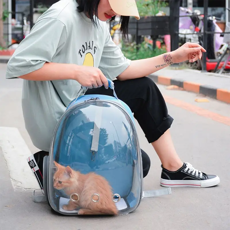 Высококачественная Новая прозрачная Наплечная Сумка с изображением кошки пузырчатая купольная конструкция 5 шт. дорожная простая космическая сумка для домашних животных