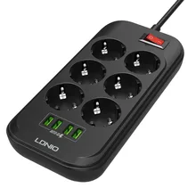 USB свинцовый шнур-Удлинитель сетевой фильтр, 4 Мульти USB зарядное устройство, 6 отверстий входа в розетку, Европейский Стандартный бортовые полоски розетка, розетка переключатель