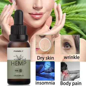 

10ml Pansly Hemp Oil For Pain Relief Sleep Aid Anti Stress Massage Oil Hemp Extract Drops Eco Finest Facial Body Skin Care Oil