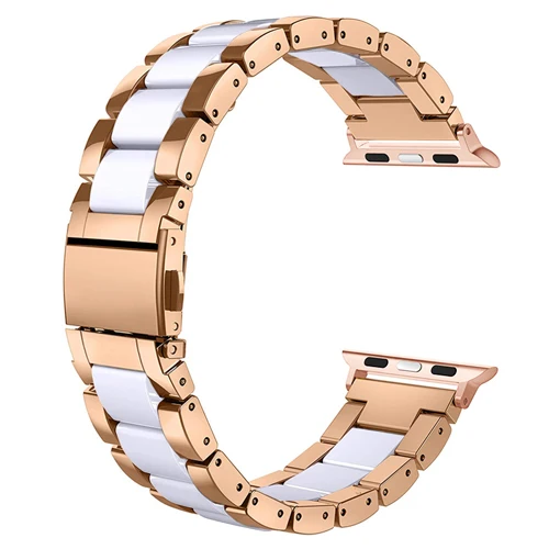 ceramics+stainless steel strap for apple watch band 44mm 40mm 42mm 38mm iwatch apple watch 5/4/3/2/1 bracelet Accessories - Band Color: 4