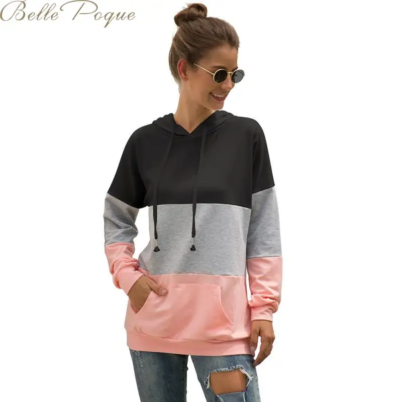 Belle poque осень зима с капюшоном Тедди пуловеры для женщин Лоскутная куртка с длинными рукавами Повседневные школьные флисовые кофты женские