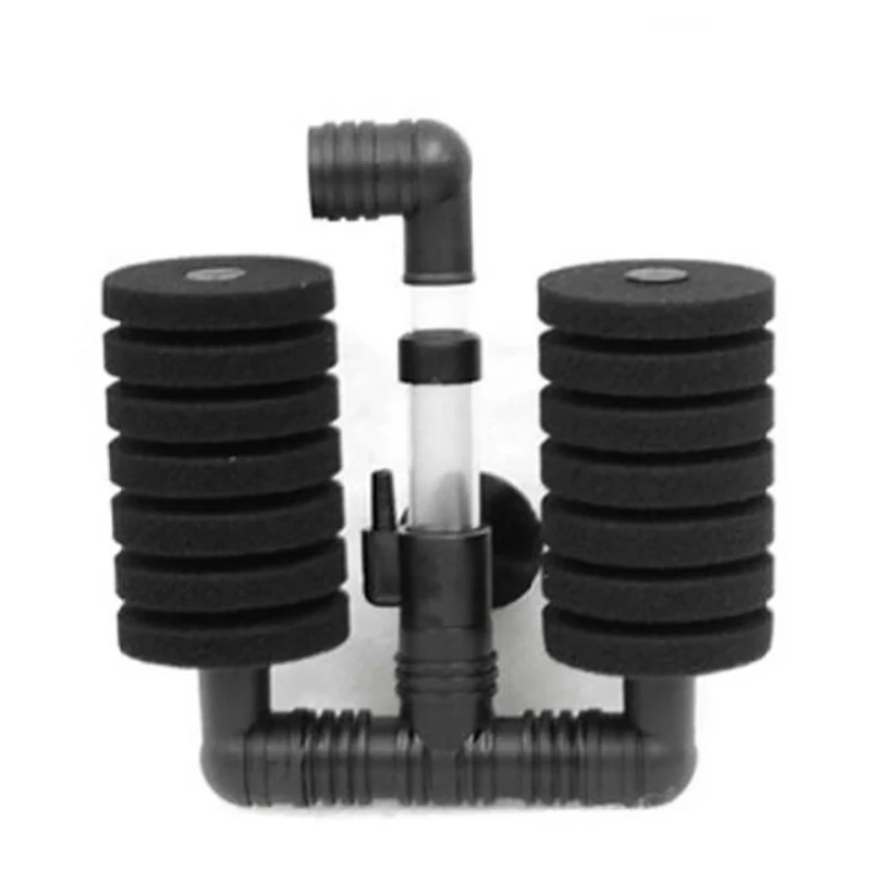 Double head New Hot Fashion Plastic Fish Tank Ultra Quiet Small Pneumatic Filter Accessories Aquarium Biochemical Sponge Angle Filter - Цвет: Double head