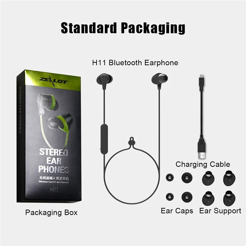 Fone de Ouvido Correndo à Prova Água sem Fio Fone com Microfone para Telefones Zealot Esporte Bluetooth Dwireless Fones Handsfree Conectar 2 Devic H11 19 Eletrônicos