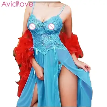 

Women Sexy Lingerie Lace Floral Sheer G-String V Neck Spring/Summer/Autumn/Winter Strap Babydoll Night Dress