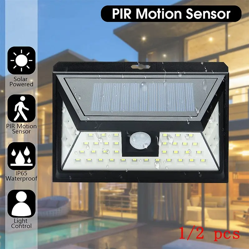 

1/2 pcs 44 LED Outdoor Solar Powered Wall Lamp Motion Sensor Light Three Modes Waterproof Light Drop shipping