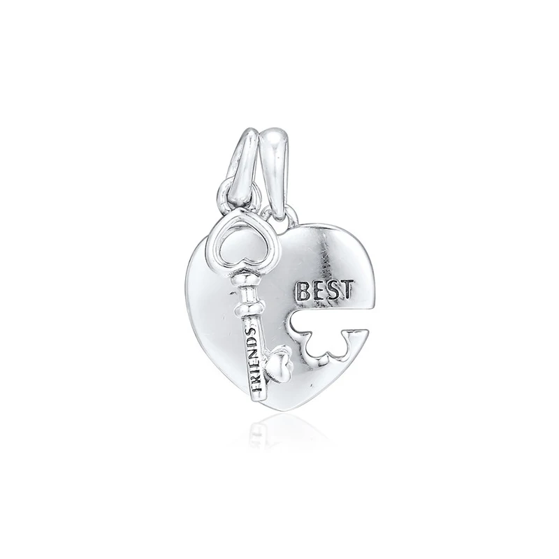 

Best Friend Heart & Key Necklace Pendant for Women DIY Jewelry Making Fashion 925 Sterling Silver Love Sign Charms for Chains