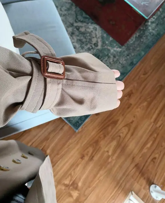 Nordic Women Trench Coat Black/ Khaki Overcoat Casual Cotton Double Breasted Long Women Trench Jacket with Belt