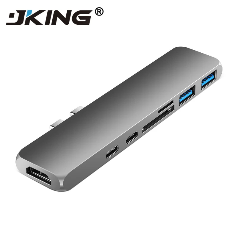 

USB Type C Hub Adapter 7 in 1 Dual USB Type C Dock for MacBook Pro with 4K HDMI USB C USB3.0 SD/MicroSD Card Reader