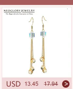Neoglory Австрийские длинные с кристаллами кисточкой Boho люстра Висячие серьги для женщин Свадебные украшения Элегантный подарок MS