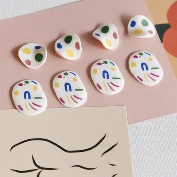 

Designer Color Clay Slice Ins Same Earrings Accessories DIY Hand Ornament Materials Japanese Cute10pieces