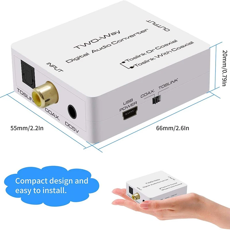 Оптический к Coax двунаправленный SPDIF Toslink коаксиальному Swtich цифровой o конвертер