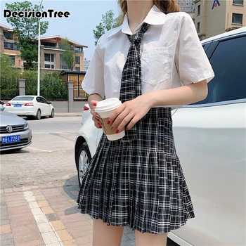 

2020 japanese school uniform anime cos sailor suit tops+tie+skirt jk navy style student clothes for girl Pleated Skirt Full Sets