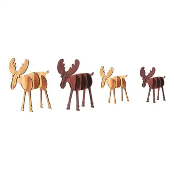 

4PCS Wood Elk Deer Christmas Ornaments Xmas Tree Hanging Decor Decorations Pendant Crafts Accessories Supplies