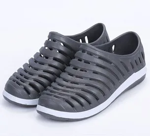 Для мужчин прогулочная сандалии полый, из eva Спортивная дышащая обувь летние Нескользящие пляжные шлепанцы - Цвет: Серый