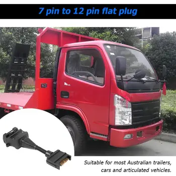 

Durable 7 to 12 Pin Flat Male Trailer Plug Connector Adapter ABS Durable Plug and Play Easy to Use for Recreational Vehicle