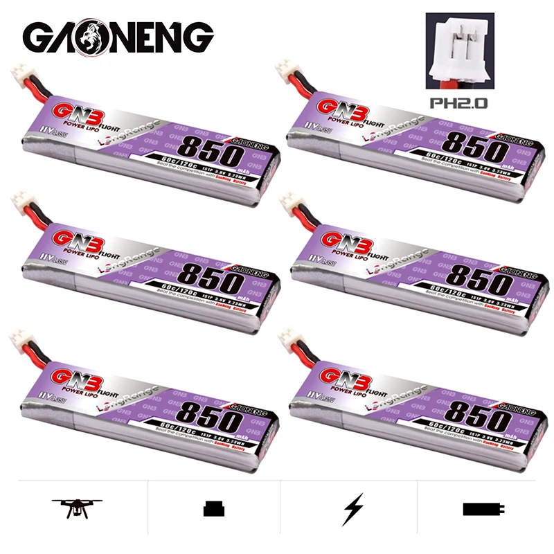 1-10 шт. GAONENG GNB 1S 850 мАч 3 8 в 60C/120C HV 4 35 легкий вес длительное время полета аккумулятор