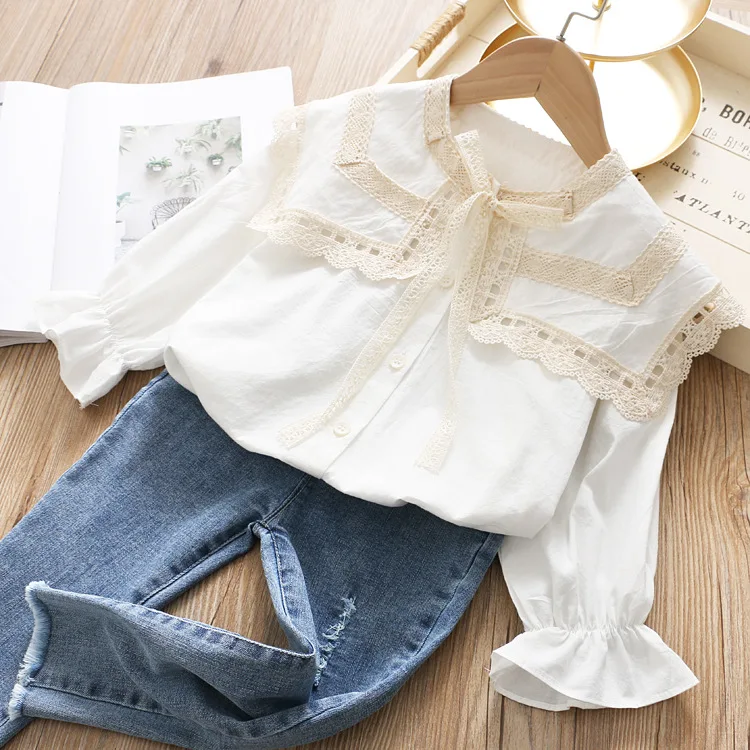Owligbaby/Новинка года; стильная рубашка для девочек; модная весенняя хлопковая блузка для девочек; Размеры 3-8t