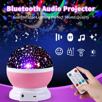 

Remote Control Romantic LED Projector Star Moon Night Light USB Charging Bluetooth Audio Nightlight for Kids Adults Bedroom Gift